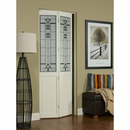 PARCHE 32 x 80 in. Half Glass Sedona Bifold Door, Unfinished Pine PA3583031